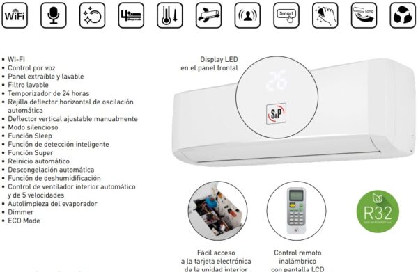 Aire Acondicionado Wifi Split Inverter 18000 BTU Frío Y Calor R32 - Imagen 3